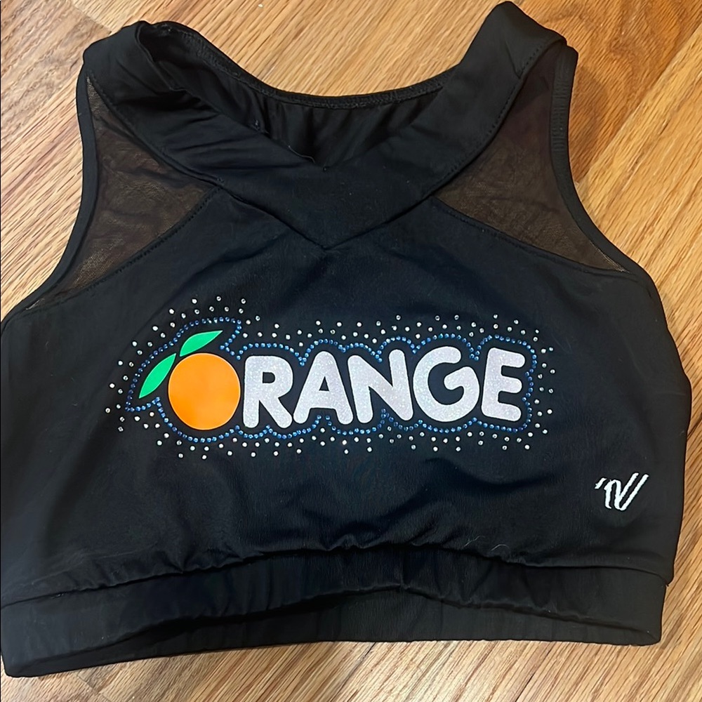 Black Crop Top with Orange Graphic
